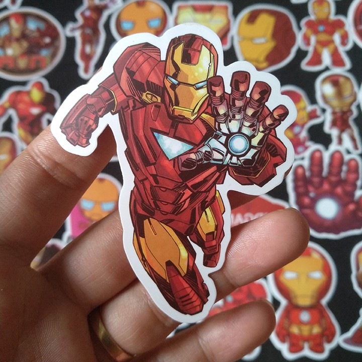 Miếng dán Sticker nhân vật Iron man trọn bộ 50 hình - In rõ ràng sắc nét khó tróc