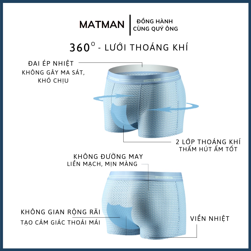 Quần lót lưới nam quần sịp đùi MATMAN thun lạnh co giãn mềm mại