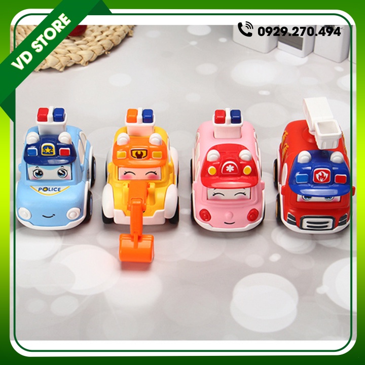 Đồ Chơi Xe Cảnh Sát Cứu Thương Cứu Hỏa Cần Cẩu Nhấn Nút Chạy Đà Dễ Thương Cho Bé
