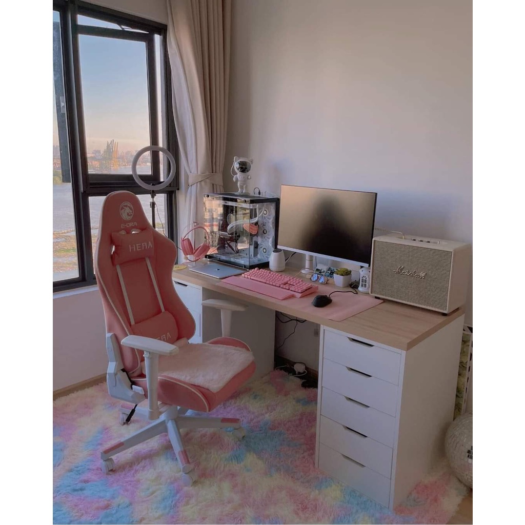 Bàn IKEA thẳng 2 bên hộc