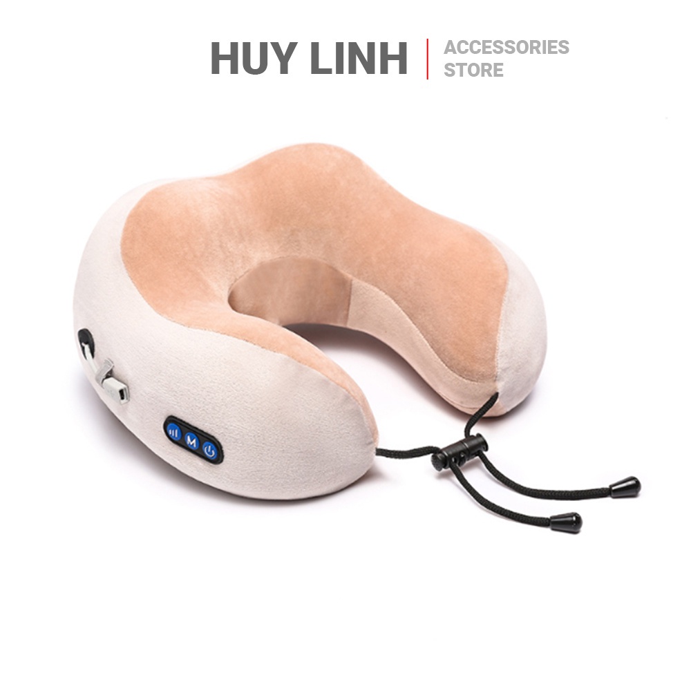Gối massage rung vòng cổ chữ U bằng Nhung xoay 360 độ hàng xịn loại 1 - Gối Massage Nhật Bản