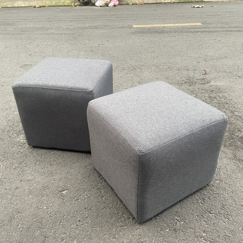   Combo  Bộ 2 ghế đôn vuông sofa Bed màu xám vải bố - Ghế đôn sofa nhiều màu 