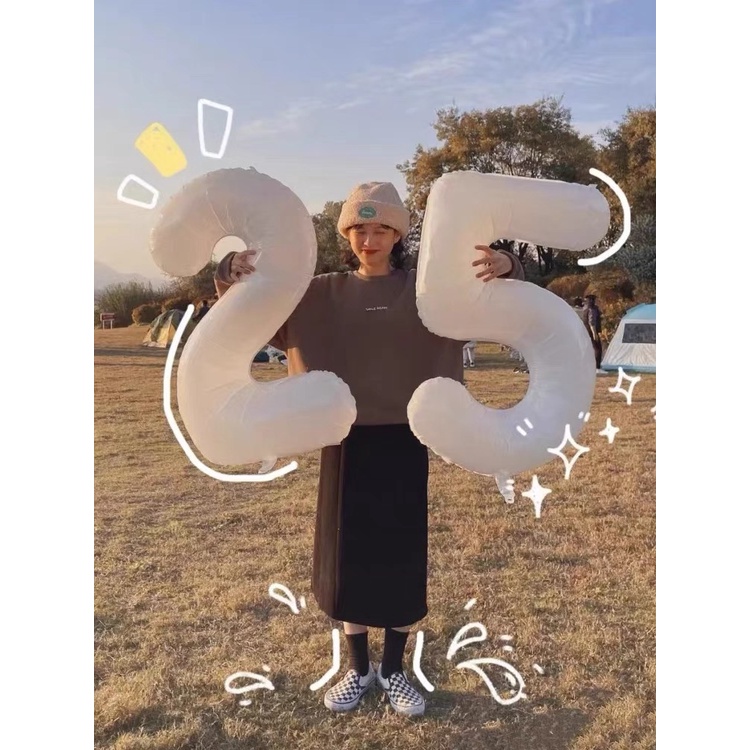 Bóng số sinh nhật màu trắng màu đen size lớn trang trí sinh nhật HAPPYKID BSSNT