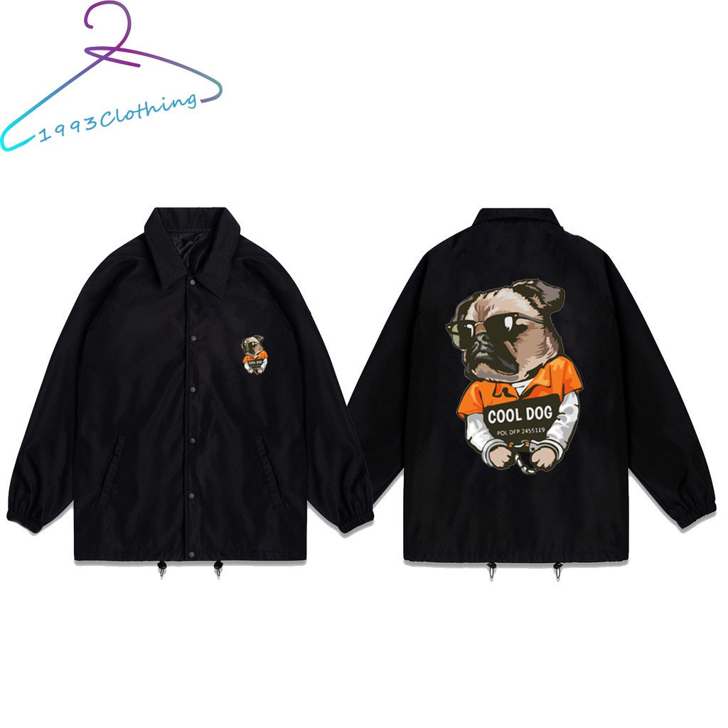 ÁO KHOÁC KAKI NÚT BẤM/ ÁO JACKET ĐEN IN HÌNH DOG ,👚FREESHIP👚,LOCAL BRAND HÀNG VNXK 2 LỚP CHÓNG NẮNG,1993CLOTHINGG