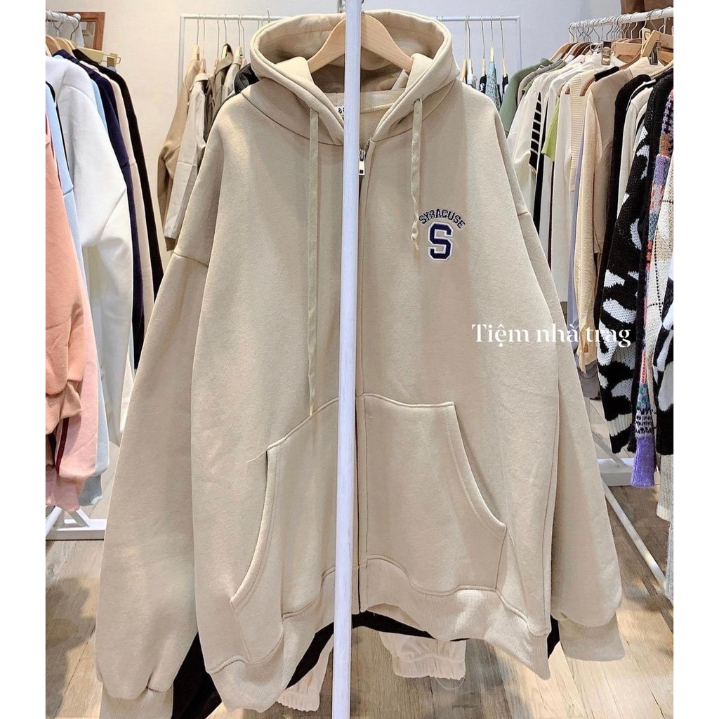 [Ảnh thật] Áo khoác nỉ unisex logo S_Áo khoác nam nữ tay bồng basic, cá tính, hottrend