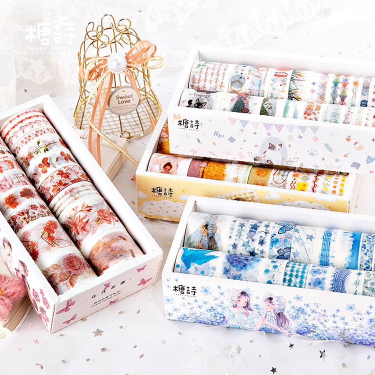 Set 20 cuộn băng dính / washi tape WT210 Gachini