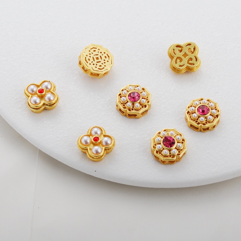 Hạt Xâu Chuỗi Rỗng Bằng Zircon 14mm Màu Vàng 18k Dùng Làm Trang Sức DIY