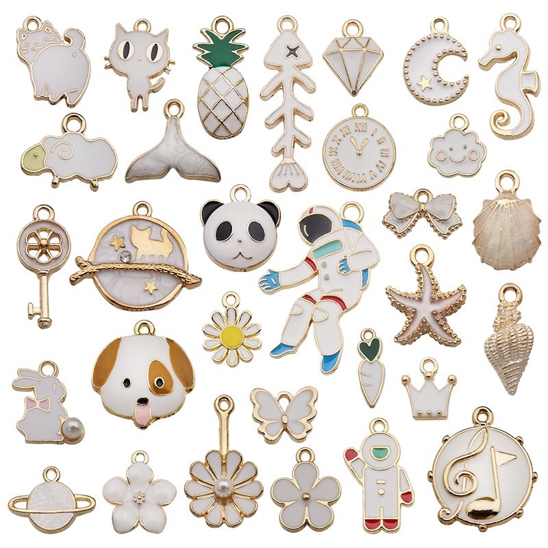 Set 30 Charm vòng tay, khuyên tai, phụ kiện Handmade