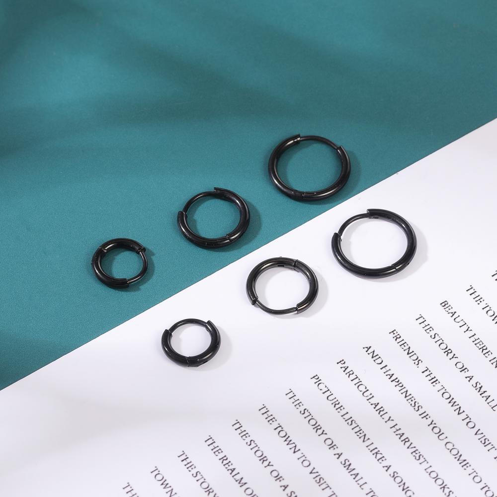 1 Đôi Bông Tai Tròn Cỡ 6/8/10mm Bằng Thép Không Gỉ Mạ Vàng Hồng Bóng