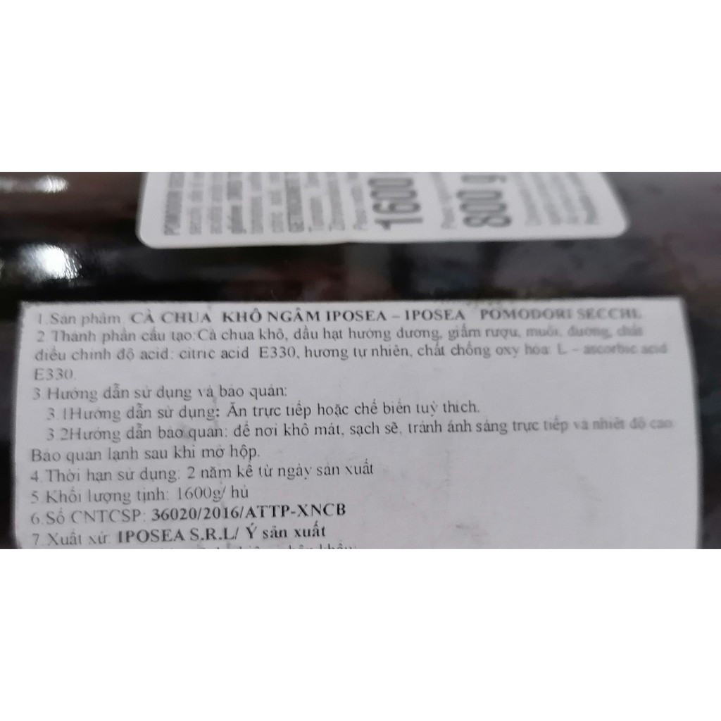 [Lọ TT 1.6 Kg] CÀ CHUA KHÔ NGÂM DẦU [Italia] IPOSEA Pomodori Secchi