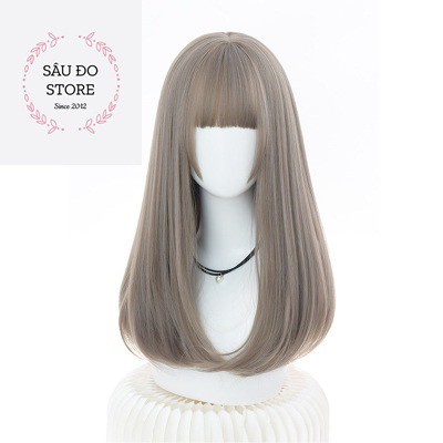 [TÓC GIẢ] BỘ CỤP 55CM MÀU XÁM KHÓI TẶNG LƯỚI TRÙM