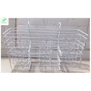 5 Giỏ Sắt Treo Chậu Hoa Ban Công Hình Chữ Nhật KT 56x18x15Cm - Màu Trắng