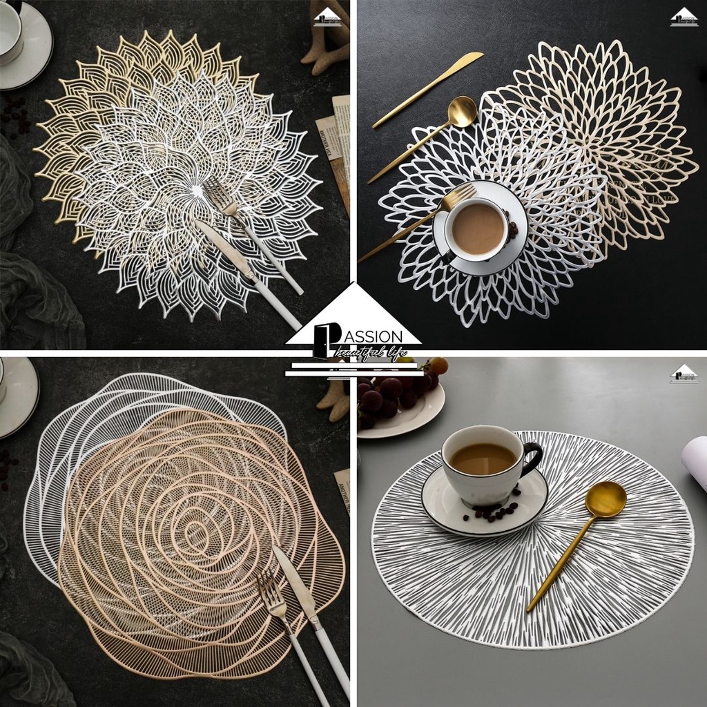 Tấm Lót Bàn Ăn Placemat In Cách Nhiệt Bronzing Sang Trọng