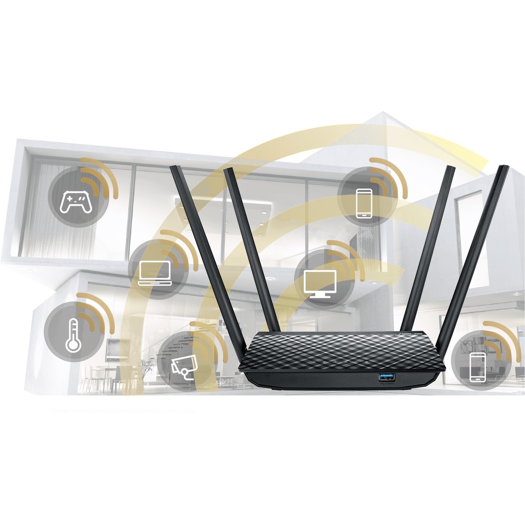 Bộ Phát Wifi xuyên tường ASUS RT-AC1300UHP công nghệ MU-MIMO, 2 băng tần, AiProtection, USB 3.0 - Hàng phân phối chính h