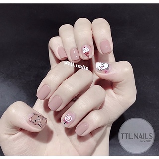 Mẫu nailbox móng up thạch hồng vẽ gấu