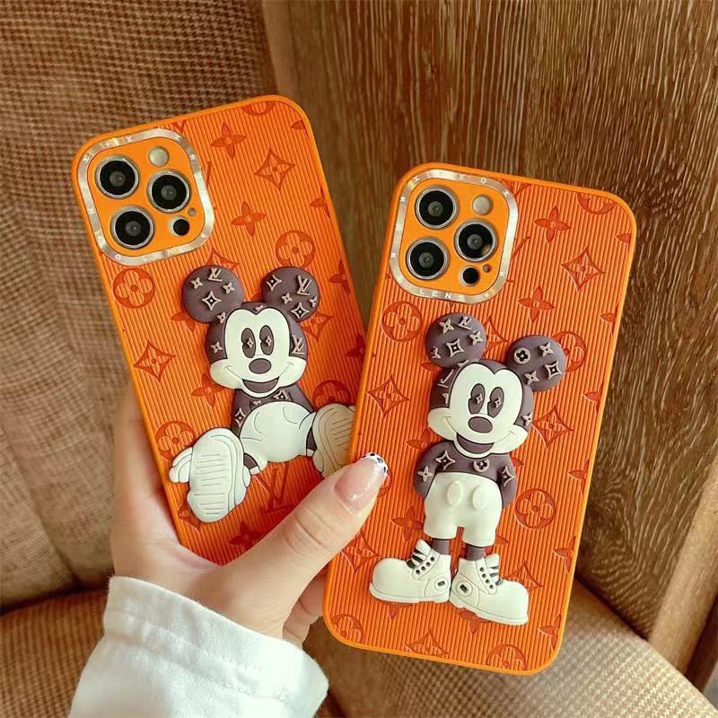 Ốp điện thoại da hình chuột Mickey ba chiều cho iPhone 13ProMax 13 13pro 11ProMax 11 X XS XR XSMAX 7+ 8+ 12Pro 12ProMax