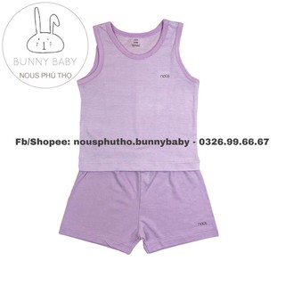 bộ ba lỗ nous kẻ tím trắng thường vải nu doux cho bé