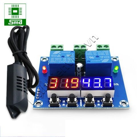 Mạch điều khiển nhiệt độ độ ẩm M452 Cảm biến DHT22 Điều khiển ấp trứng nhiệt ẩm kế led 12V relay 10A tủ sấy