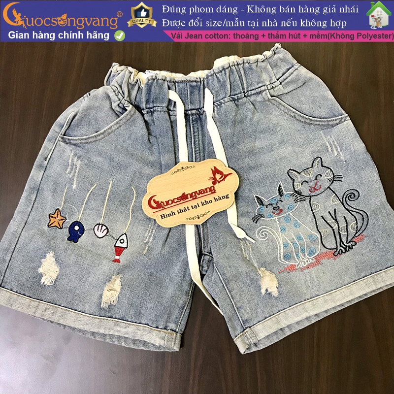 Quần jean lửng nữ quần lửng nữ lưng thun thêu GLQ147 Cuocsongvang