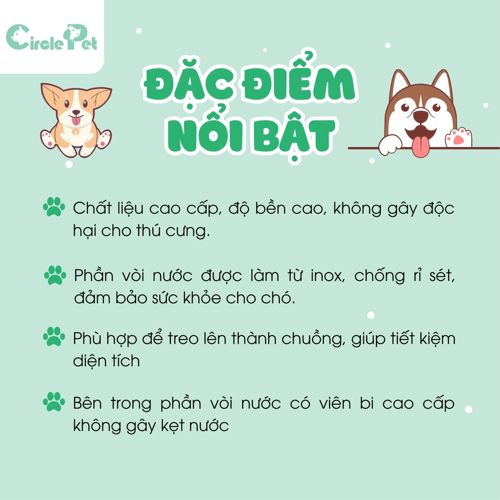 Bình Nước Gắn Chuồng Chó Mèo PIAN PIAN Tiện Lợi, Sạch Sẽ - Circle Pet