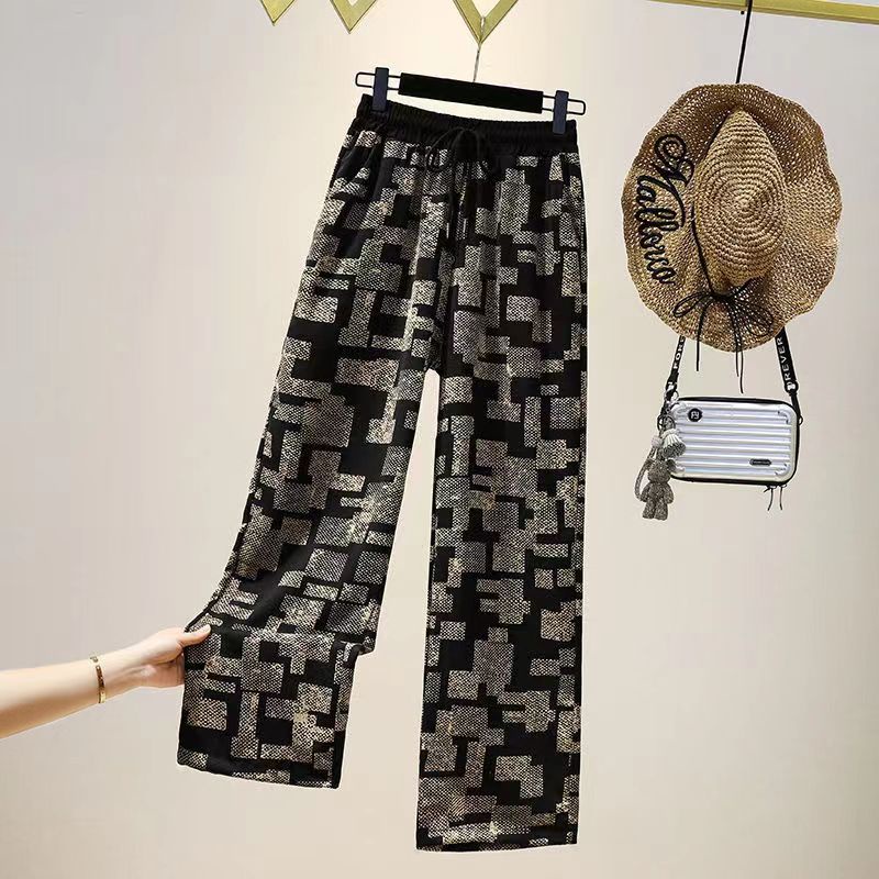 Maze Wide Quần, voan lụa, retro, thẳng đứng