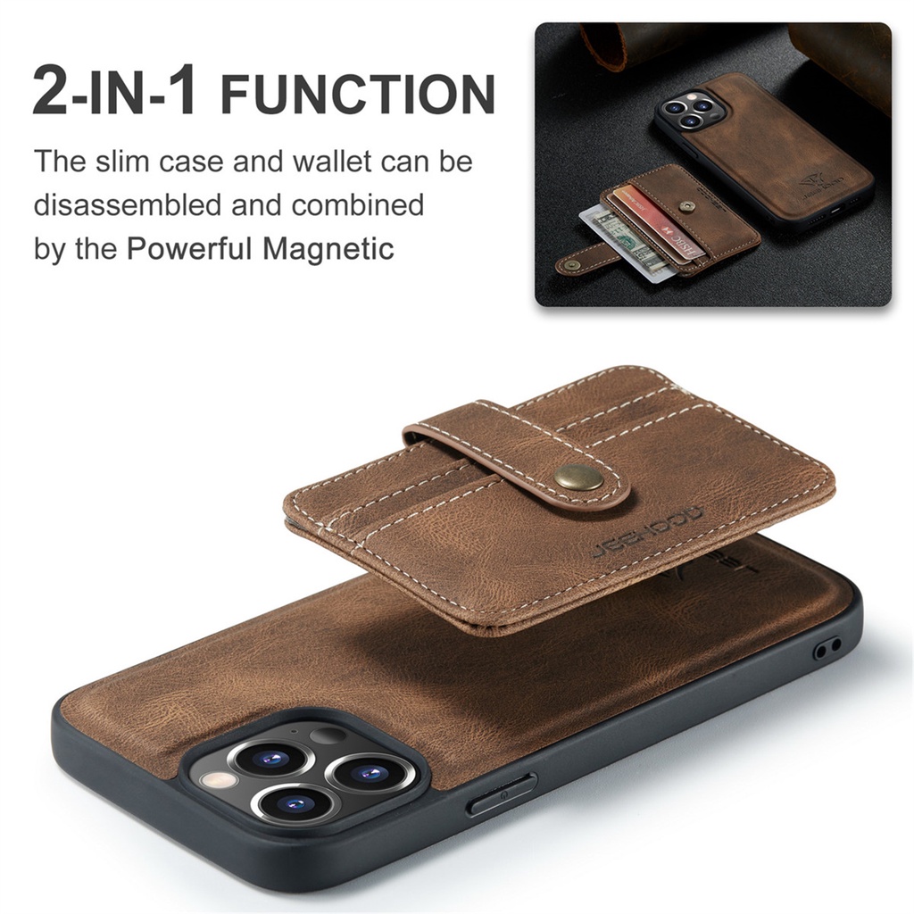 Ốp Điện Thoại Da Kèm Ví 2 Trong 1 Cho iPhone 13 Pro Max Mini Giá Đỡ
