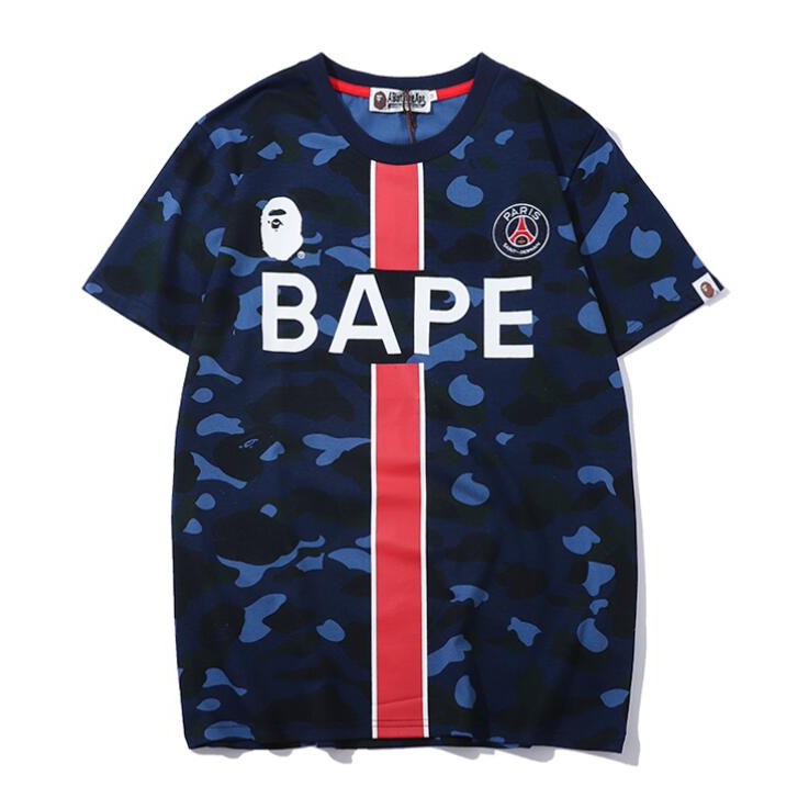 Áo Thun Chất Liệu Vải Cotton Tay Ngắn Có In Hoạ Tiết Bape