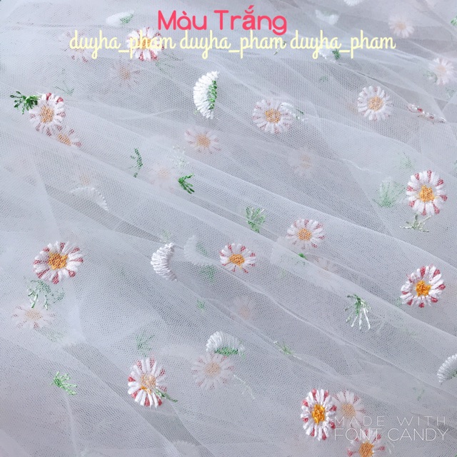 🌸VẢI LƯỚI THÊU HOA CÚC +LÁ XINH XẮN 🌸
