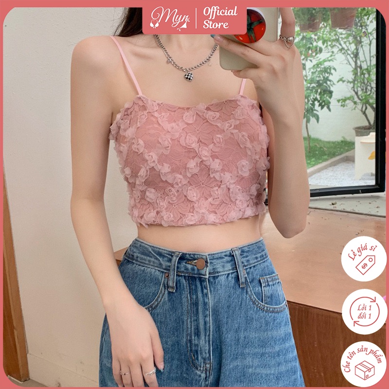 Bra croptop hoa hồng phong cách hàn quốc, có đệm ngực 586