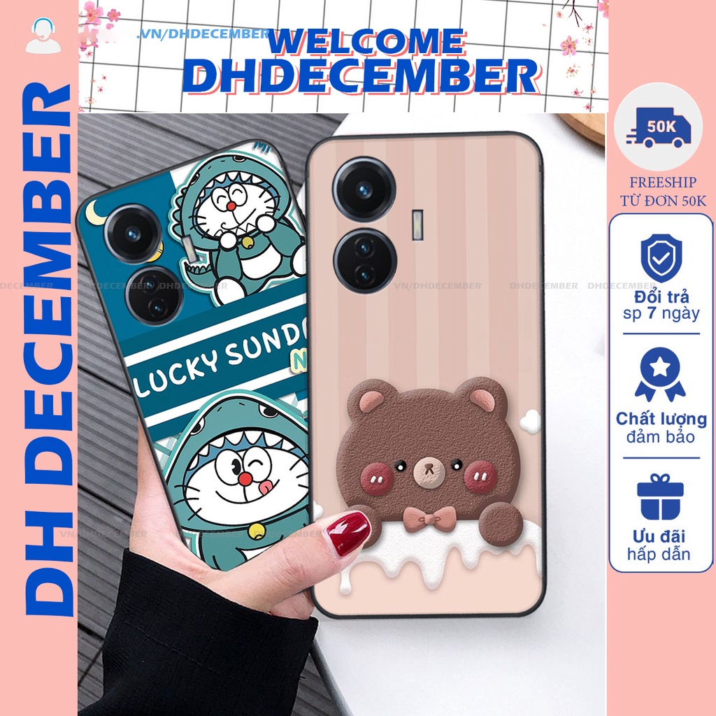 Ốp lưng Vivo Y55 2022 - BẢO VỆ CAM -in hình gấu K@ws, gấu nâu, dor@emon RẺ- ĐẸP- BỀN