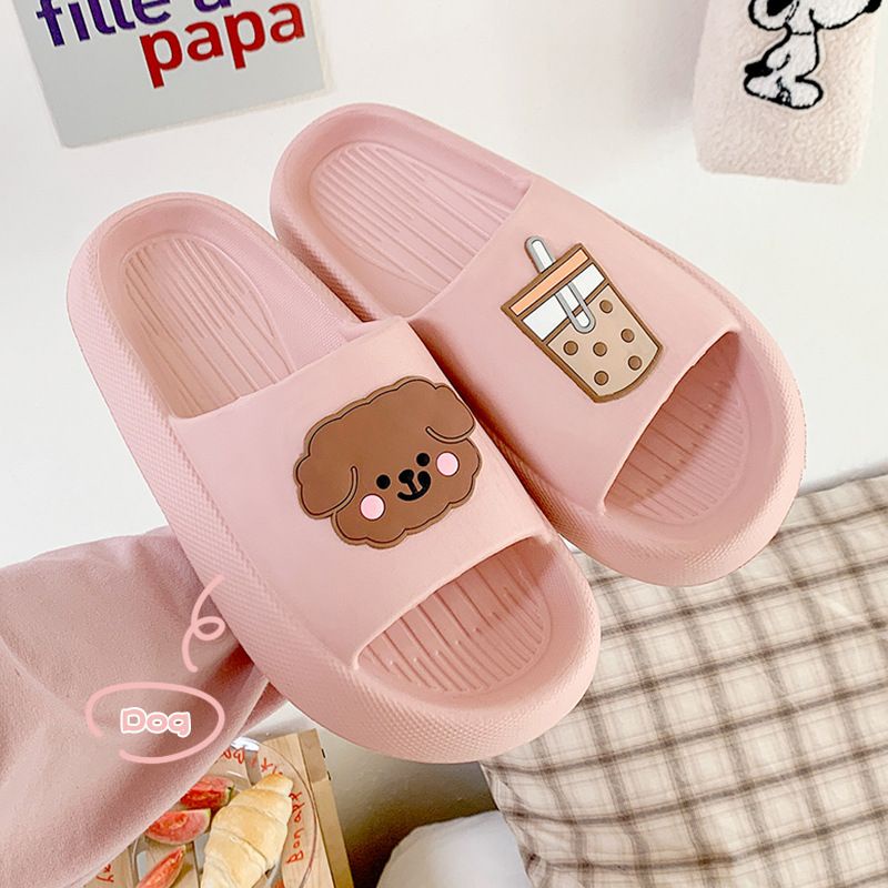 Dép bánh mỳ thời trang hình gấu và trà sữa dễ thương có size nam và nữ