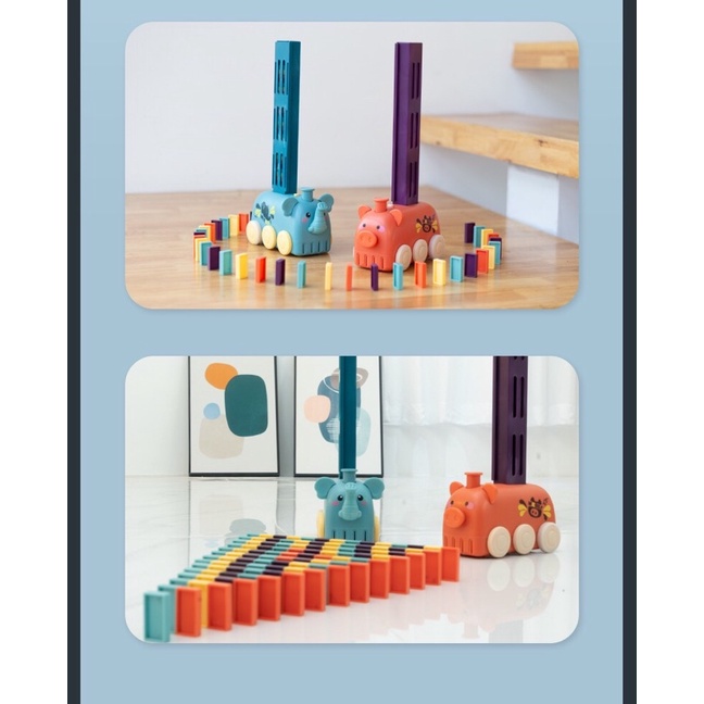 Xe Thả Domino Voi Thả Khối Tự Động - Có Nhạc Có Đèn - An Toàn Cho Trẻ