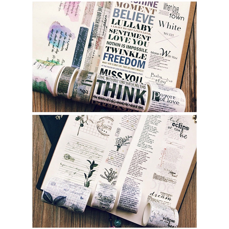 5m Băng Dính Washi Tape In Chữ Tiếng Anh Dùng Trang Trí Scrapbook