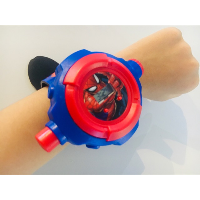 Đồ chơi đồng hồ chiếu bóng hình spider man siêu nhân người nhện cho bé trai giúp bé xem giờ &phát huy khả năng sáng tạo