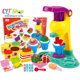 Hộp đồ chơi đất nặn, đất sét làm kem làm bánh an toàn không dính tay gồm nhiều khuôn nặn cho bé