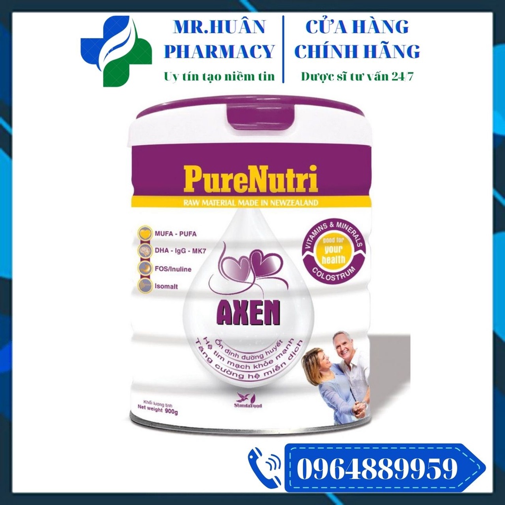 Sữa bột PureNutri Axen 900g - Giúp ổn định đường huyết, hệ tinh mạch khỏe mạnh, tăng cường hệ miễn dịch