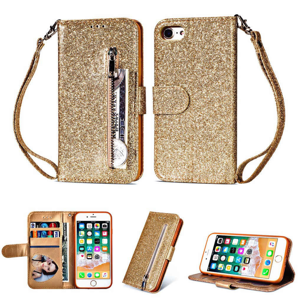Luxurymulti-function zipper Phone bag for iPhone 7 8 PLus Flip stand cover | BigBuy360 - bigbuy360.vn
