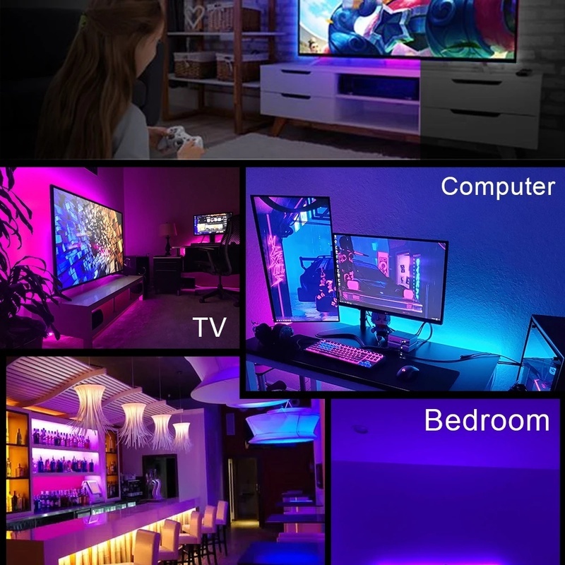 Dây Đèn Led 16 Màu RGB Dài 5M Linh Hoạt Chống Thấm Nước Kèm Remote Điều Khiển 5V Trang Trí Quán Bar TV Phòng Ngủ