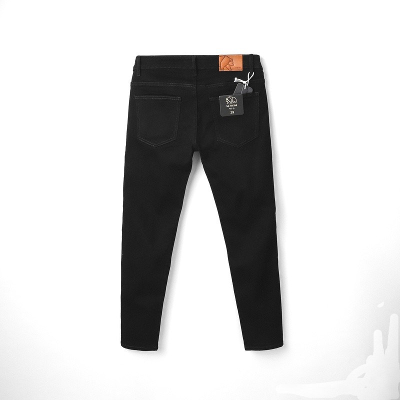 Quần jean nam Flex Fullbox basic chất co giãn, phong cách trẻ trung, năng động, form jean đen rách gối | BigBuy360