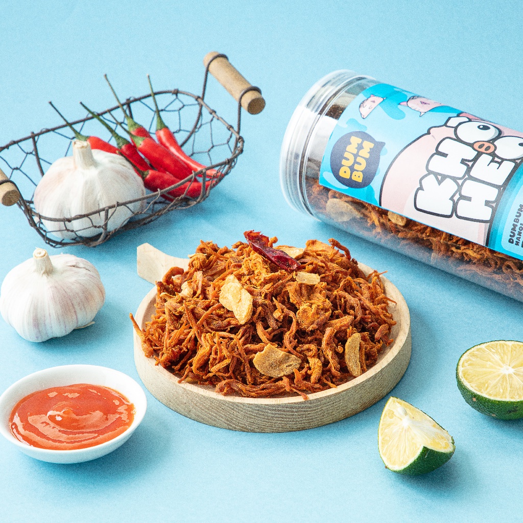 Khô heo, khô lợn cháy bơ tỏi 280g DumBum (cay vừa) đồ ăn vặt Hà Nội vừa ngon vừa rẻ