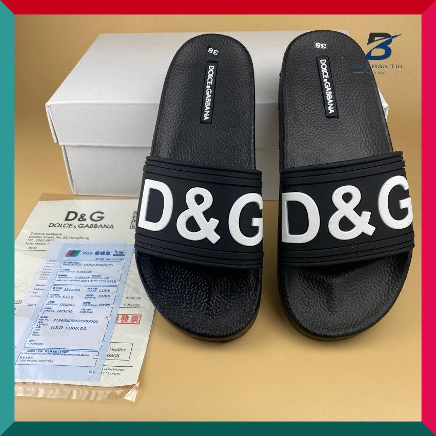 Dép Nam D&G - dép nam quai ngang chữ nổi đế cao su