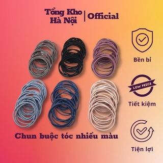 SET 100 CHUN BUỘC TÓC CÓ TÚI ZIP - DÂY CHUN BUỘC TÓC TRƠN MIX LẪN MÀU KÈM TÚI ZIP