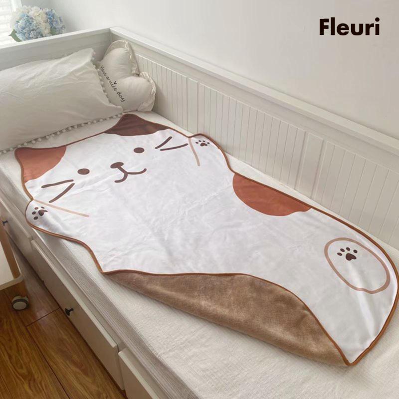 [Fleurir] Chăn Bông Mềm Mại Nhỏ Gọn Họa Tiết Mèo Đáng Yêu Dài 1.5M Dành Cho Bé Vào Mùa