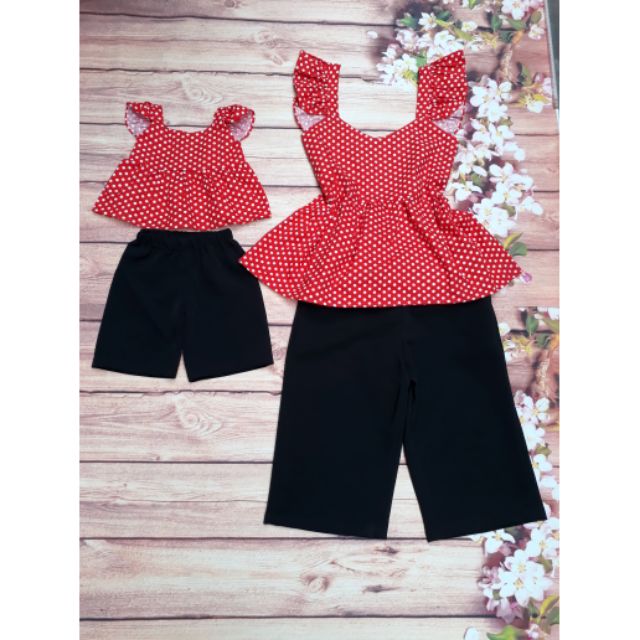 Bộ đồ mẹ và bé chấm bi