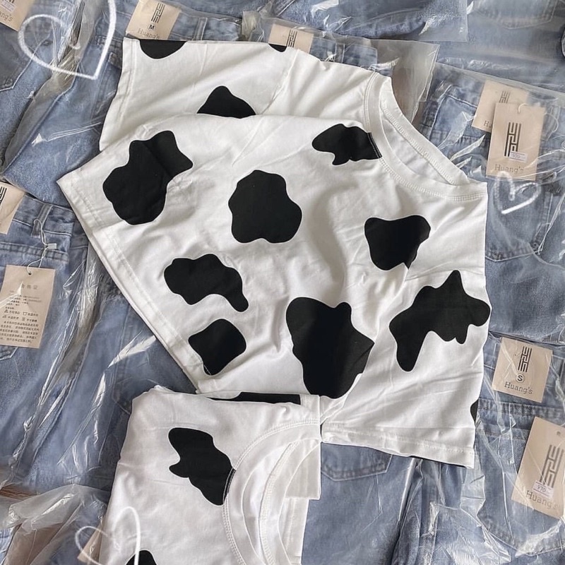 Áo thun croptop nữ bò sữa hot hit 2021, áo phông phong cách hàn quốc