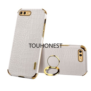 Ốp Lưng Điện Thoại Mềm Dành Cho Casing For iPhone 14 Pro Max Case For iPhone 7 Plus Case For iPhone 8 Plus Case For iPhone SEE Crocodile Pattern Soft Leather Ring Phone Case