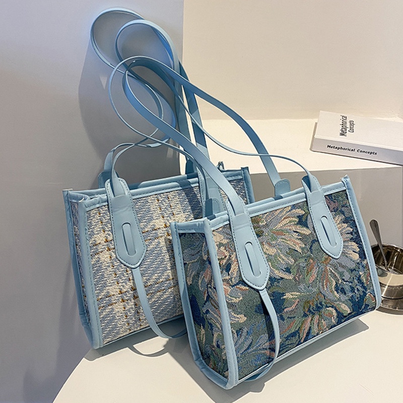 Túi đeo vai IELGY sức chứa lớn họa tiết kẻ ô thời trang phương Tây tinh tế cho nữ