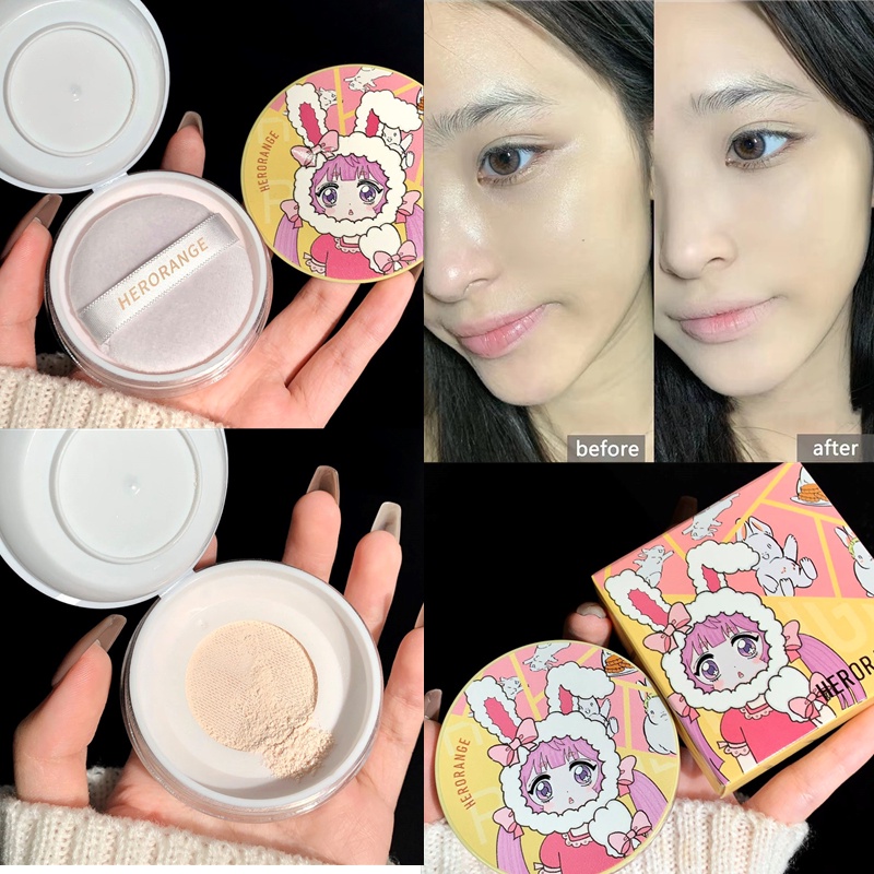 Phấn Phủ Herorange Trang Điểm Giúp Kiềm Dầu Tối Đa mịn lì tự nhiên