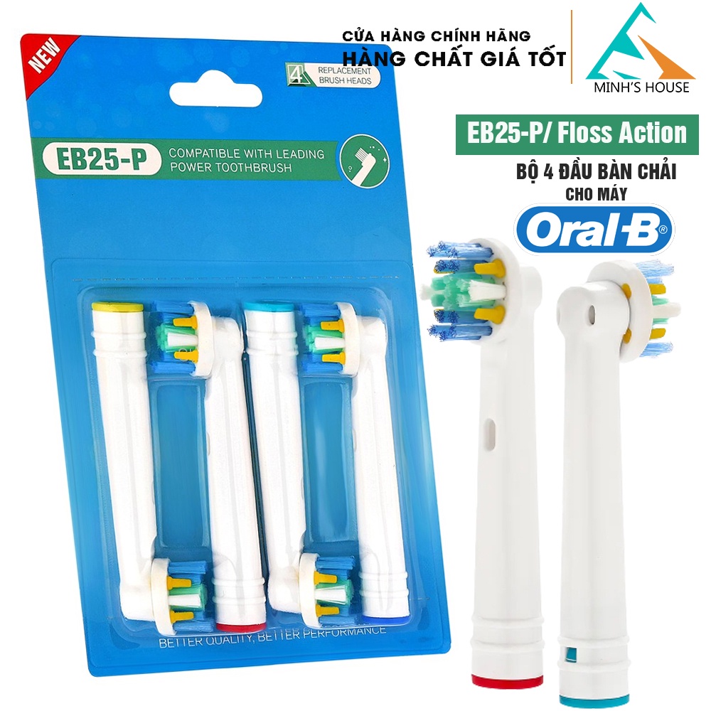 Oral-B EB25-P New Floss Action, set bộ 4 Đầu Bàn Chải đánh răng điện thay thế Minh House