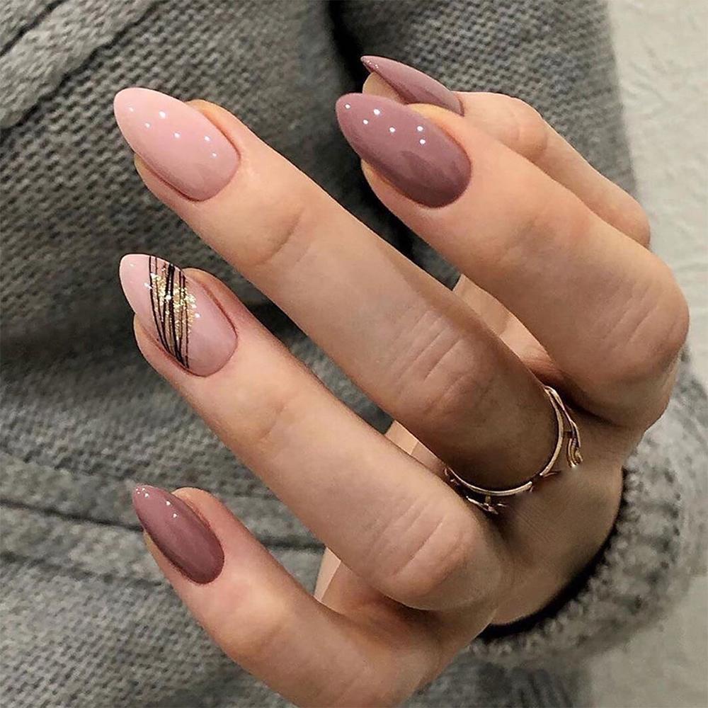 Hộp 24 Móng Tay Giả Che Phủ Toàn Diện Mặt Gương Hình Oval